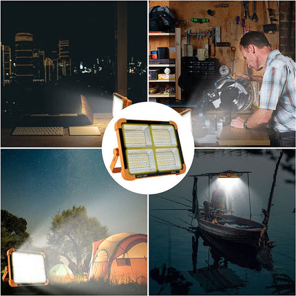1500W USB Rechargeable LED Work Light Solar Cordless Portable Floodlight Camping