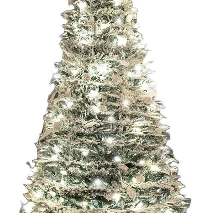 4Ft Pre-Lit Pop-Up Christmas Tree Battery Operated Easy Assembly Snowy Flocked