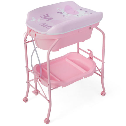 2-In-1 Baby Change Table with Bathtub and Folding Changing Station
