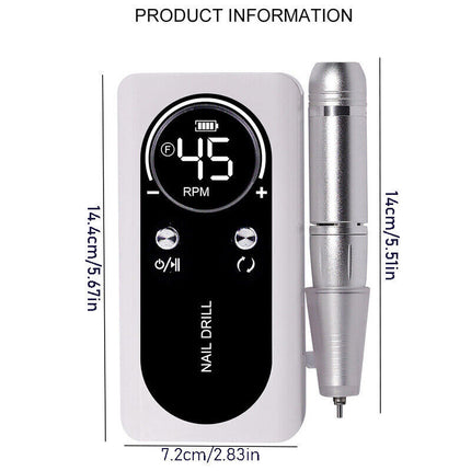 45000RPM Pro Rechargeable Wireless Electric Nail Drill Machine Portable Manicure