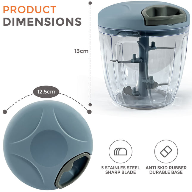 Pull String Hand Chopper Manual Food Processor to Slice Kitchen Tool 900Ml