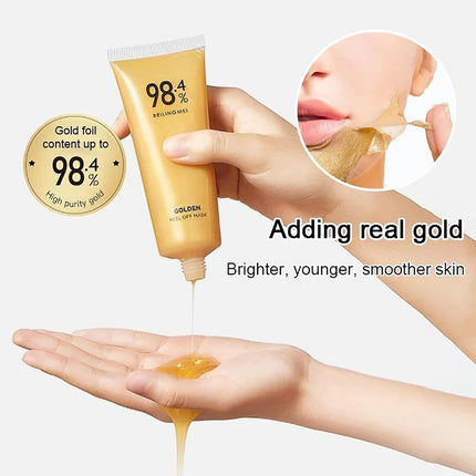 2PC Gold Foil Peel-Off Mask, Peel-Off Anti-Wrinkle Mask, 98.4% Beilingmei Remover Mask Moisturizing Gold Face Mask, 24K Gold Face Mask
