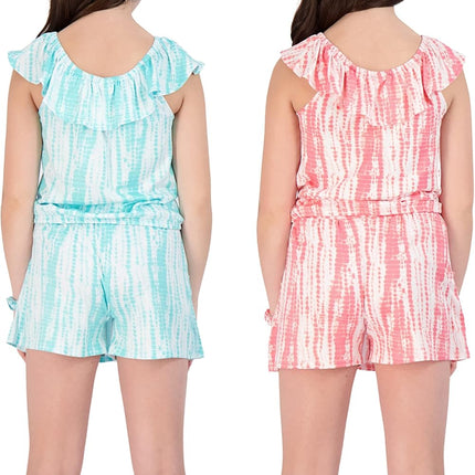 Girls 6-Piece Shorts and Scooter Sets with Fashion T-Shirts and Scrunchies Kids Outfit Children’S Clothes