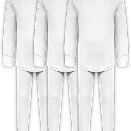 Boys Long John Ultra-Soft Cotton Stretch Base Layer Underwear Sets / 3 Long Sleeve Tops + 3 Long Pants - 6 Piece Mix & Match