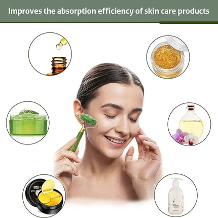 Gua Sha and Face Roller Set Jade Facial Beauty Body Eye Neck anti Ageing Tools