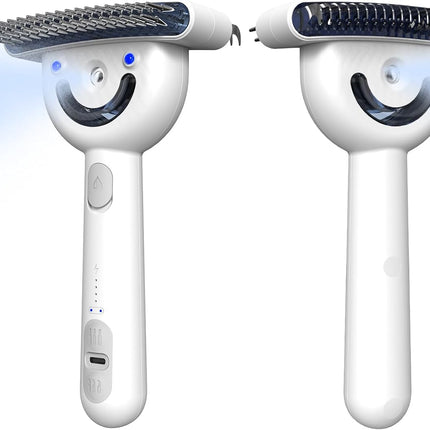 Double-Sided Pet Deshedding Dematting Comb & Steam Brush with 2 Spray Levels, Ex