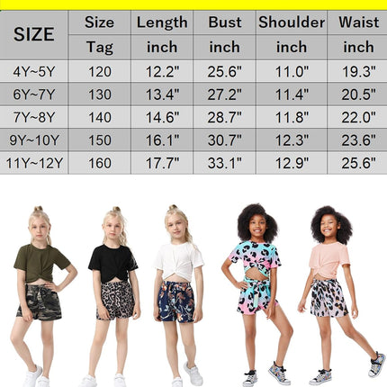 Girls 2 Piece Outfits Short Sleeve Twist Wrap Top and Tie Front Shorts Set