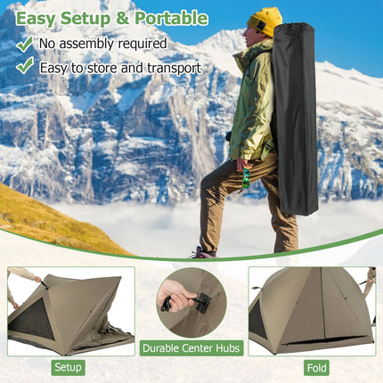 6-Sided Family Tent with Rainfly, Skylight, 3 Doors, 3 Windows