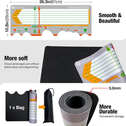 Golf Training Mat for Beginners | Posture Assistance and Entry-Level Stance Corrector Trainer with Golf Training Aid and Practice Mats(Black)