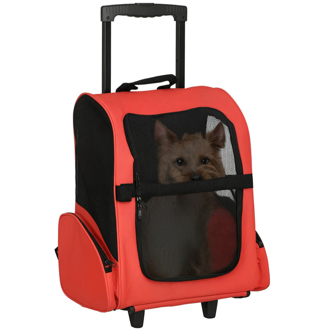 Pawhut Pet Travel Backpack Bag Cat Puppy Dog Carrier W/ Trolley and Telescopic