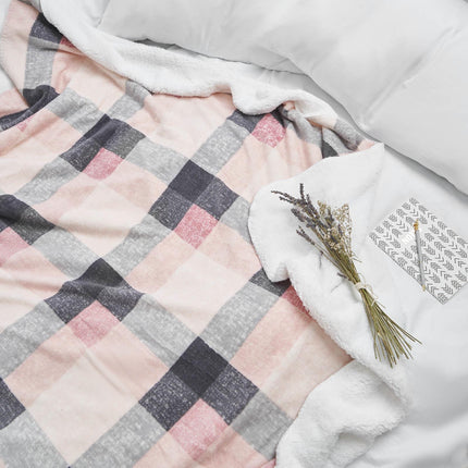 Dreamscene Check Sherpa Flannel Fleece Blanket Throw over Sofa Tartan Plush Warm