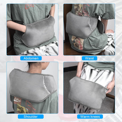 3 in 1 Hot Water Bottle with Knitted Cover, Rubber Hot Water Bag with Soft Plush Waist Belt, Hot Water Pouch for Period, Neck, Shoulder, Back, Legs, Waist Warm