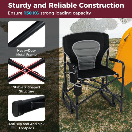 Outdoor Rocker Camping Chair Portable Foldable Rocking Chair