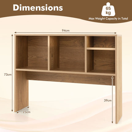 Computer Desktop Bookcase with 4 Cubbies and Open Back Compartment