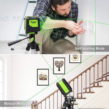 9011G 2 Lines Laser Level Self Levelling (4 Degrees) Green Beam Laser Horizontal & Vertical Cross-Line with Magnetic Base