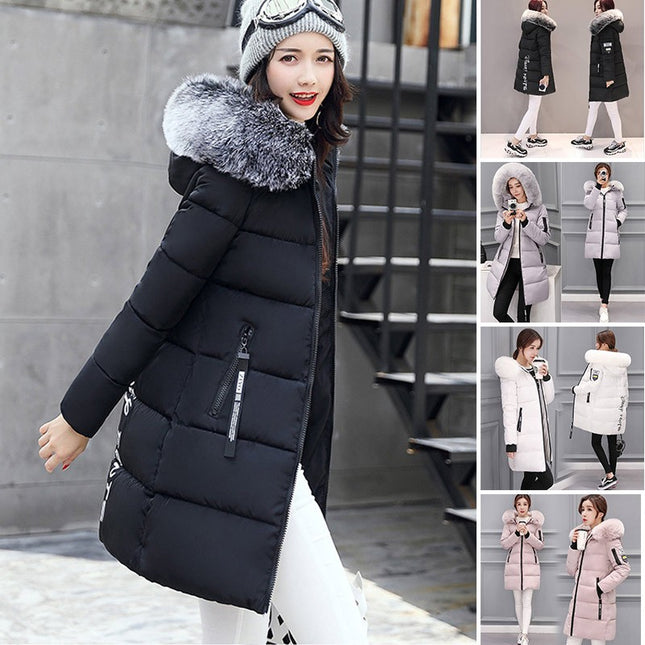 Winter Womens Fur Hooded Parka Jackets Chunky Puffer Coat Ladies Warm Outerwear