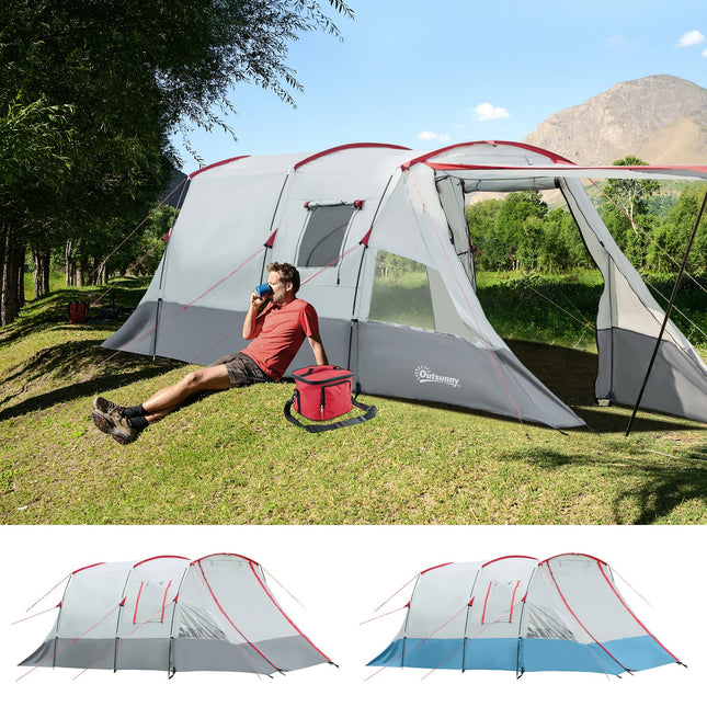 6-8 Person Tunnel Tent, Two-Room Camping Tent with Carry Bag