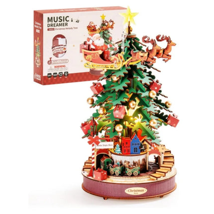 Music Box Christmas Melody Tree 3D Wooden Puzzles Wooden Model Kits for Adults to Build Best Gifts for Adults and Kids