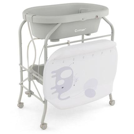 2-In-1 Baby Change Table with Bathtub and Folding Changing Station