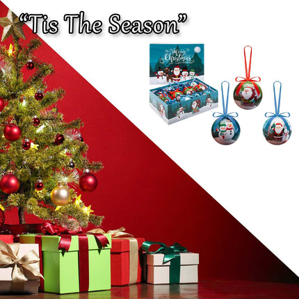 Christmas Bauble Decoration Fun Santa Boxed 12 Piece 7. 5Cm Bauble Set Santa