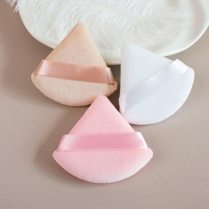 30 Triangle Powder Puffs, Reusable with Strap, Wet Dry Dual-Use Face Make up Cosmetics Cleansing Beauty