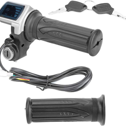 Electric Scooter Throttle, 36V LCD Display Bike Accelerator Throttle Handle with Key Lock, with LED Power Indicator, Waterproof Digital Display Ebike Thumb Twist Throttle Grip