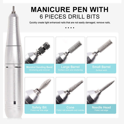 45000RPM Pro Rechargeable Wireless Electric Nail Drill Machine Portable Manicure