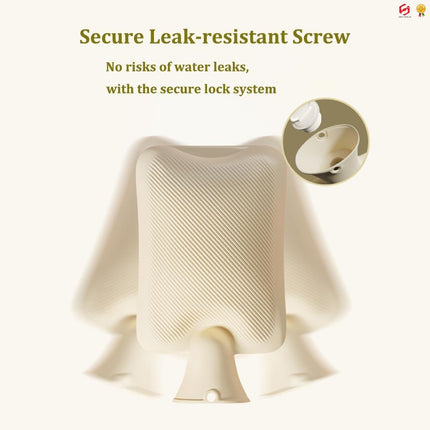 Hot Water Bottle with Faux Fur Removable Pom Pom Cover Body Warmer Xmas 2L Mink