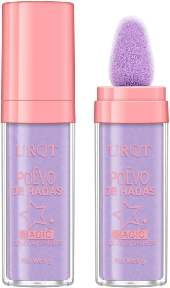 Polvo De Hadas Fairy Highlighter Patting Powder Face Body Glitter Shimmer Brightens Blusher Waterproof Smooth Highlighter Festival Party Makeup (#04 Fantasy Purple)