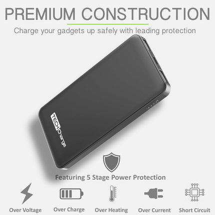 Tech Charge Power Bank Dual Port Output & USB-C Compatible Fast Portable Charger
