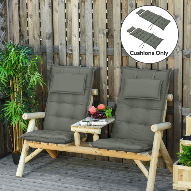 Set of 2 High Back Chair Cushion Patio Seat Pad Chair W/ Pillow Indoor Outdoor