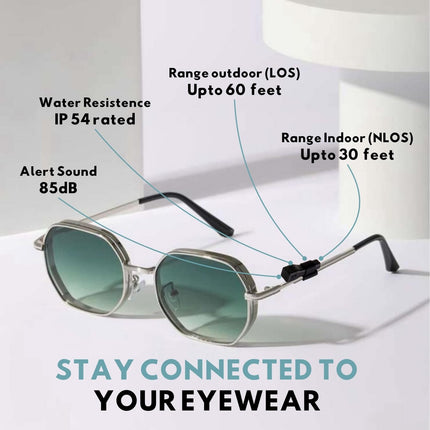 Glasses Tracker for Apple Ios | Apple Find My Alternate | Locate Spectacles, Find Eyewear, Never Lose Sunshades | Light Weight, Small Size, Fit All Specs Size | Battery, Charger, Accessory Included