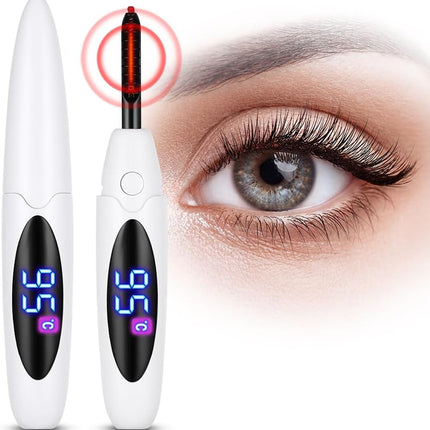 Heated Eyelash Curler, Electric Lash Curler with 3 Temperature Settings & LED Display, Rechargeable USB-C Fast Heating Eyelash Curler with Safety Silicone Pad, Portable Travel Curling Tool