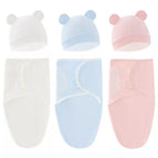 (Pink+White+Blue)Three Combinations Swaddle+Hat