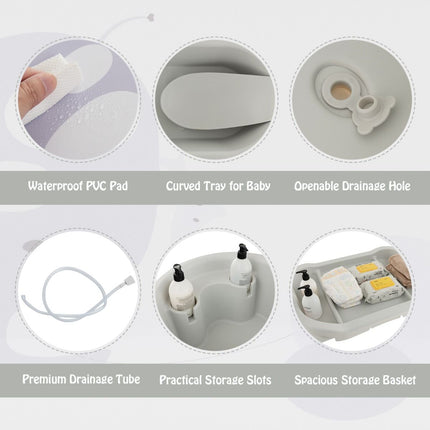 2-In-1 Baby Change Table with Bathtub and Folding Changing Station