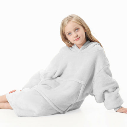 Kids Childrens Hoodie Blanket Oversized Plush Flannel Hooded Sweatshirt