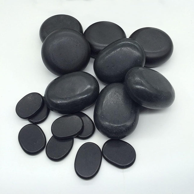 Hot Stones Massage Set, 16 Pcs Professional Hot Stone Massage Kit - 8 Small, 4 Medium, 4 Large Black Basalt Stones for Full Body Therapy, Deep Tissue Muscle Relief on Back, Legs, Feet
