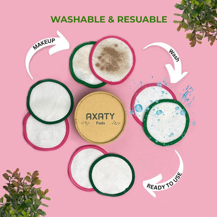 3-Layers Reusable Makeup Remover Pads - Organic Bamboo Cotton Pads with Drawstring Bag, Eco-Friendly Cleansing Face Pads - Makeup Remover for All Skin Types (Brown, 20 Pads Set)