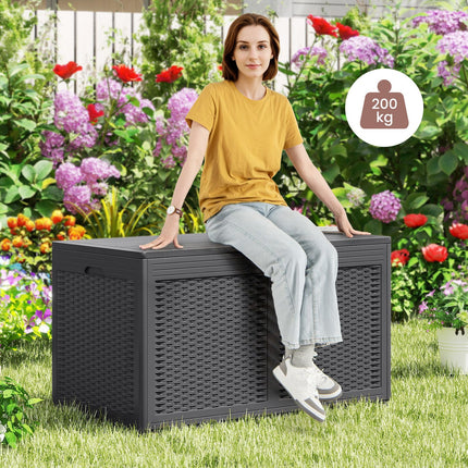 380L Resin Deck Box with Lockable Lid and Wheels