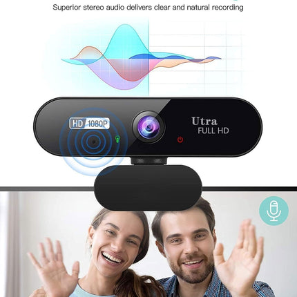Webcam, 1080P Pro HD Webcam with Stereo Microphone, 110° Wide Angle, Privacy Cov