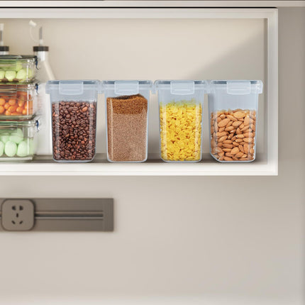 SET of 4 AIR TIGHT STORAGE CONTAINERS CEREAL FOOD DRY KITCHEN PATRY DISPENSER