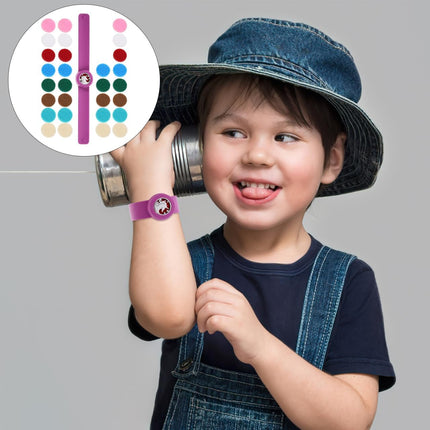 Aromatherapy Diffuser Bracelets Essential Oil Slap Bracelet with 30Pcs Pad Fillable Scent Sport Wristband for Kids Girls Women Purple