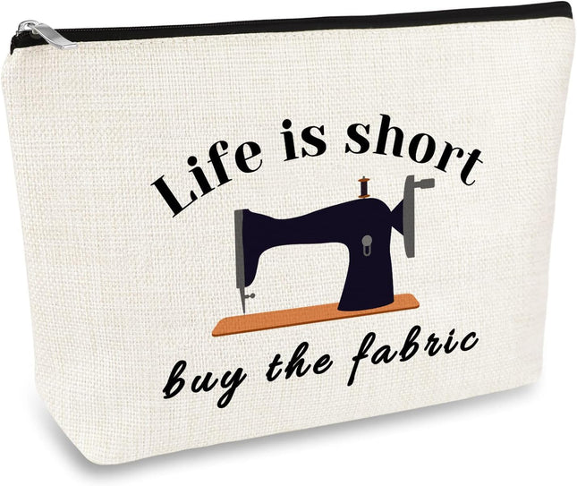 Sewing Gift for Women Makeup Bag Quilter Seamstress Gifts Funny Quilting Sewing Lovers Gift for Women Cosmetic Bag Christmas Birthday Gifts for Seamstresses Quilters Mom Grandma Friend