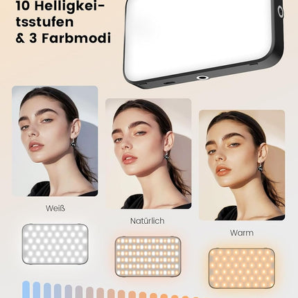 LED Fill Light with Hidden Bracket USB Rechargeable for Streaming and Vlogging