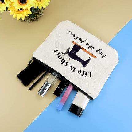 Sewing Gift for Women Makeup Bag Quilter Seamstress Gifts Funny Quilting Sewing Lovers Gift for Women Cosmetic Bag Christmas Birthday Gifts for Seamstresses Quilters Mom Grandma Friend