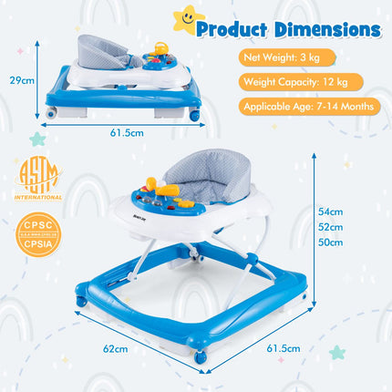 Toddler Activity Center Push Walker with 3 Adjustable Heights