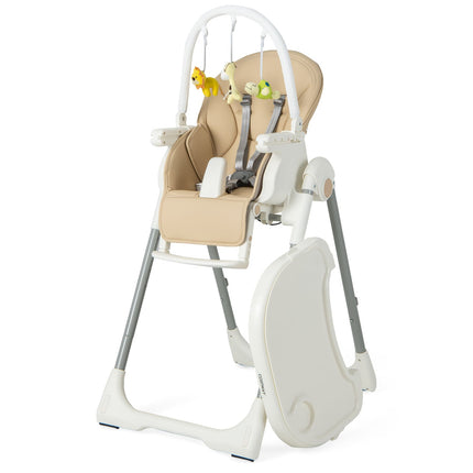 4-In-1 Foldable Baby High Chair with 7 Adjustable Heights and 4 Reclining Angles