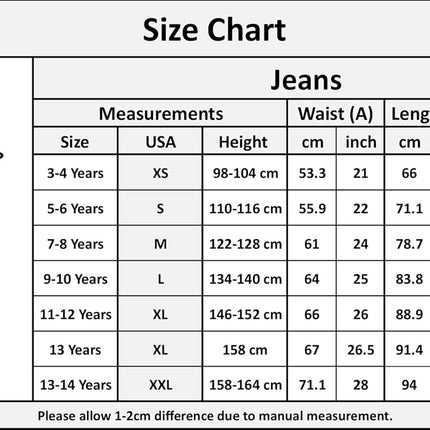Girls Ripped Comfort Jeans Stretch Pants Lightweight Casual Fashion for Kids Age 3-14 Years