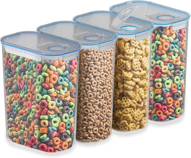 4 X CEREAL CONTAINERS AIRTIGHT SEAL FOOD STORAGE KITCHEN ACCESSORIES DISPENSER