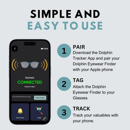 Glasses Tracker for Apple Ios | Apple Find My Alternate | Locate Spectacles, Find Eyewear, Never Lose Sunshades | Light Weight, Small Size, Fit All Specs Size | Battery, Charger, Accessory Included